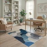 Abstract Blue Wave Abstract Area Area Rug