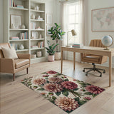 Blush Dahlia Bouquet Floral Vintage Rug