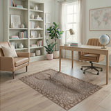Majestic Woodland Deer Beige Leaf Area Rug