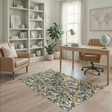 Whimsical Vine Floral Bunny Pattern Rug