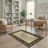 Beige Greek Key Border Geometric Modern Area Rug