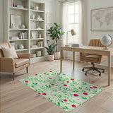Strawberry Daisy Mint Green Area Rug