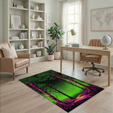 Neon Glow Forest Path Area Rug
