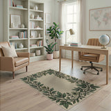 Lush Green Vine Floral Border Area Rug