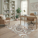 Abstract Area Swirling Beige Abstract Area Rug