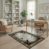 Butterfly Forest Rug with Gold Tribal Border