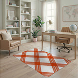 Bold Red and White Plaid Geometric Area Rug