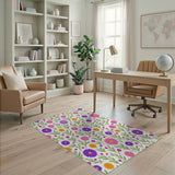 Vibrant Multi-Color Daisy Floral Area Rug