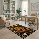 Vintage Jack-O'-Lantern Halloween Washable Area Rug - Low Pile Non-Slip Fall Decor