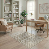 Modern Beige Geometric Grid Area Rug