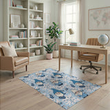 Whimsical Blue Cartoon Gnomes Snowflake Rug