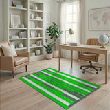 Green Geometric Border Area Rug
