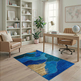 Wave Blue Teal Abstract Wave Area Rug