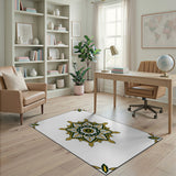Ornate Green Gold Mandala Area Rug