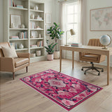 Vibrant Pink Peony Floral Area Rug