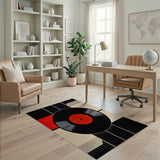 Modern Geometric Vinyl Record Area Rug