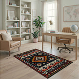 Bold Southwestern Geometric Area Rug in Black and Red