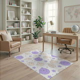 Dreamy Purple Cartoon Cats Stars Moons Area Rug