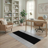 Bold Black Center Geometric Grid Area Rug