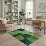 Green Geometric Overlap Area Rug