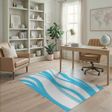 Abstract Area Swirling Teal Waves Abstract Area Rug