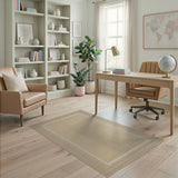 Beige Woven Area Rug with White Border Frame