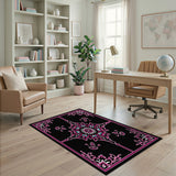 Pink Traditional Persian Vibrant Pink Mandala Persian Area Rug