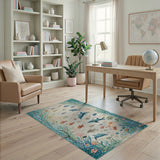 Teal Dolphins Coral Reef Ocean Fish Rug