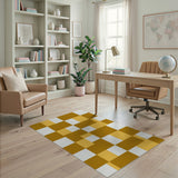 Tan Brown Geometric Block Area Rug