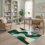Abstract Area Green Wave Abstract Area Rug