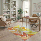 Geometric Modern Vibrant Orange Chevron Geometric Area Rug