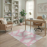 Whimsical White Clouds on Pink Area Rug