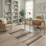 Textured Beige Brown Striped Area Rug