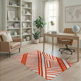 Bold Red Geometric Stripe Area Rug