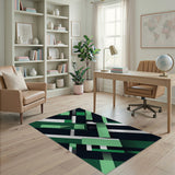Geometric Modern Bold Green Geometric Abstract Area Rug