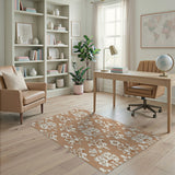 Elegant Floral Damask Beige Area Rug
