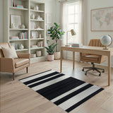 Bold Black White Striped No. 5 Area Rug