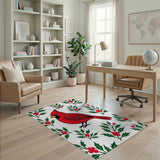 Red Cardinal and Holly Berry Area Rug