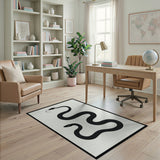 Twined Serpents Black White Area Rug