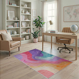 Multi-color and Patterns Vibrant Wavy Multi-Color Abstract Area Rug