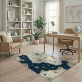 ODIKA Washable Vintage Nautical Map Rug - Low Pile Non-Slip Coastal Area Rug