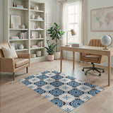 Blue Azulejo Starburst Tile Area Rug
