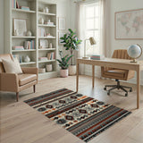 Southwestern Orange Geometric Tribal Rug