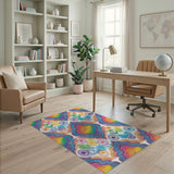 Vibrant Rainbow Coastal Area Rug