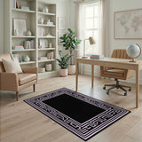 Pink Labyrinth Geometric Border Rug