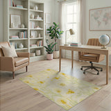 Yellow Dandelion Bee Washable Area Rug