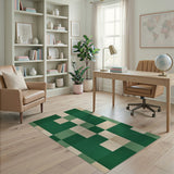 Green Geometric Block Area Rug