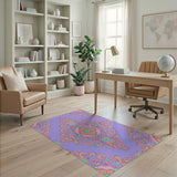 Purple Purple Ornate Floral Vintage Area Rug