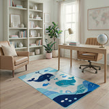 Cute Cartoon Whale Ocean Kids Area Rug