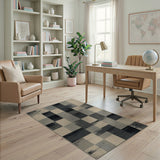 Grey Distressed Patchwork Area Rug